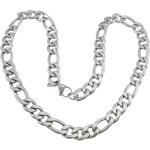 Cadena del collar de acero inoxidable, cadena Figaro, color original, 22x12x3mm, 16x12x3mm, longitud:aproximado 22 Inch, Vendido por Sarta