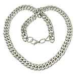 Мода нержавеющей стали ожерелье цепь, нержавеющая сталь, Снаряженная цепь, оригинальный цвет 4mm, длина:Приблизительно 22 дюймовый, продается Strand
