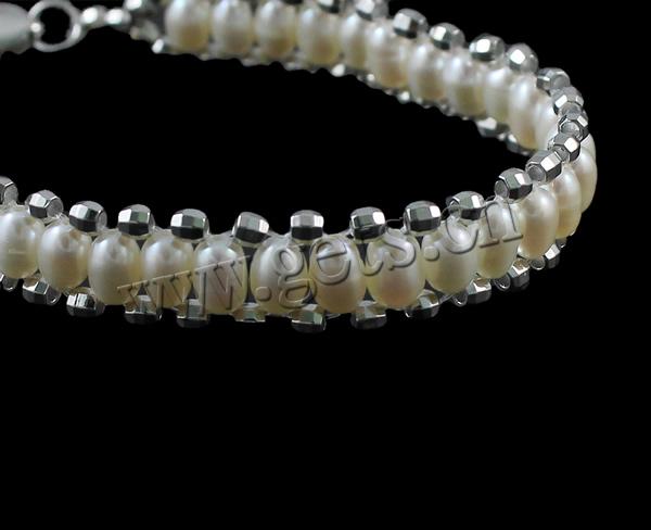 Cultured Freshwater Pearl Brass Bracelet, with Copper Coated Plastic, brass lobster clasp, natural, more colors for choice, 4-5mm, Length:Approx 7 Inch, Sold By Strand