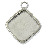 Stainless Steel Pendant Setting, 304 Stainless Steel, Rhombus, original color Approx 2.5mm, Inner Approx 