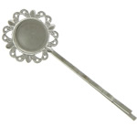 Hair Slide Finding, Iron, with Brass, Flower, plated cadmium free, 12mm, 20mm, 63mm 