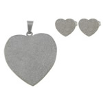 Fashion Stainless Steel Jewelry Sets, pendant & earring, Heart, frosted, original color Approx 