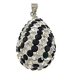 Rhinestone Clay Pave Pendants, with Brass, Teardrop, platinum color plated, with 120 pcs rhinestone & two tone PP17 Approx 
