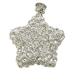 Rhinestone Clay Pave Pendants, with Brass, Star, platinum color plated, with 102 pcs rhinestone PP14 Approx 
