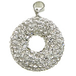 Rhinestone Clay Pave Pendants, with Brass, Donut, platinum color plated, with 250 pcs rhinestone PP11 Approx 