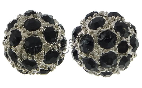Perles strass en alliage de zinc, Rond, Plaqué de couleur d'argent, Personnalisé & avec strass, sans cadmium, 12mm, Trou:Environ 2mm, Vendu par PC