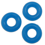 Perles de butée en caoutchouc, beignet, bleu, 7mm Environ 3mm Vendu par sac