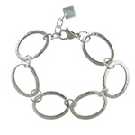 Stainless Steel Chain Bracelets, 304 Stainless Steel, with 1inch extender chain, Flat Oval, original color Approx 7 Inch 