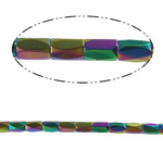 Magnetic Hematite Beads, Tube, faceted, multi-colored, Grade A Inch 