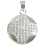 Cubic Zirconia Sterling Silver Pendants, 925 Sterling Silver, Flat Round, plated, with cubic zirconia Approx 