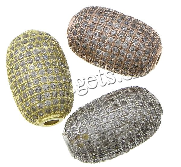 Cubic Zirconia Micro Pave Brass Beads, Oval, plated, micro pave cubic zirconia, more colors for choice, 16x10mm, Hole:Approx 2mm, Sold By PC