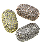Perles zircon Micro Pave cubes, laiton, ovale, Placage, pavé de micro zircon, plus de couleurs à choisir Environ 2mm, Vendu par PC
