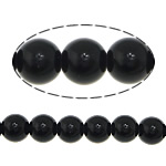 Schwarzer Diamond Perle, schwarzer Diamant, rund, synthetisch, Weitere Größen für Wahl, Bohrung:ca. 1mm, Länge:ca. 14.5 ZollInch, verkauft von Strang