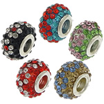 Rhinestone Brass European Beads, Rondelle, plated, brass double core without troll & with rhinestone Approx 5mm 