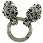 Zinc Alloy Leather Cord Clasp, Tiger, plated, with end cap cadmium free, 77mm Approx 7mm 