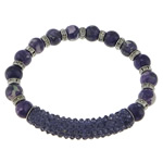 Sodalite Bracelet, with Rhinestone Clay Pave & Elastic Thread & Brass, platinum color plated, with rhinestone, 8.5mm  Approx 7 Inch 
