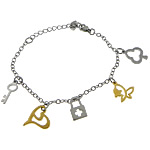 Two Tone Stainless Steel Bracelets, iron lobster clasp, plated, charm bracelet & oval chain      Approx 7 Inch 