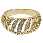 Zirkonia Messing Finger Ring, goldfarben plattiert, mit kubischem Zirkonia, 10mm, Größe:8, verkauft von PC