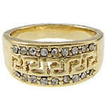 Zirkonia Messing Finger Ring, goldfarben plattiert, mit kubischem Zirkonia, 10mm, Größe:10, verkauft von PC