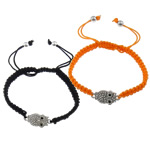 Zinc Alloy Woven Ball Bracelets, with Nylon Cord & Brass, Owl, plated, Customized & with rhinestone 6mm, 5mm Inch 