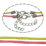 Ожерелье на нейлоновым шнуре , нейлон, цинковый сплав Замок-карабин, с 5 cm наполнитель цепи, Много цветов для выбора, 2.5mm, 100Strand/сумка, продается сумка
