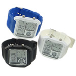 Unisex Wrist Watch, Zinc Alloy, with Glass & Silicone, platinum color plated, enamel 43mm, 26mm Approx 10 Inch 