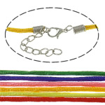 Ожерелье на нейлоновым шнуре , нейлон, цинковый сплав Замок-карабин, с 5 cm наполнитель цепи, Платиновое покрытие платиновым цвет, разноцветный, 2.5mm, длина:Приблизительно 17.5 дюймовый, 100пряди/сумка, продается сумка