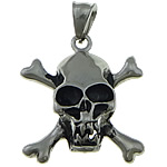Stainless Steel Skull Pendant, 316 Stainless Steel, blacken, original color Approx 