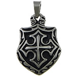Stainless Steel Pendants, 316 Stainless Steel, Shield, blacken, original color Approx 