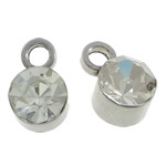 Colgantes de acero inoxidable de diamantes de imitación , Redondo aplanado, con diamantes de imitación, color original, 4x6mm, agujero:aproximado 1mm, Vendido por UD
