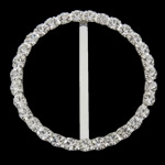 Латунные пряжка, Латунь, Плоская круглая форма, плакирован серебром, со стразами, не содержит никель, свинец продается PC