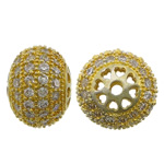 Cubic Zirconia Micro Pave Brass Beads, Rondelle, plated, micro pave cubic zirconia & hollow Approx 2mm 