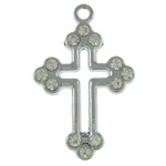Zinc Alloy Cross Pendants, platinum color plated, with rhinestone, nickel, lead & cadmium free Approx 2mm 