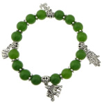 Dyed Marble Bead Bracelet, with Zinc Alloy, Round, platinum color plated, charm bracelet & blacken, green, 10mm    Approx 8 Inch 
