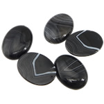 Подвески Агат кружева, Черный агат, Овальная форма, в полоску отверстие:Приблизительно 1.5mm, продается PC