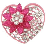 Zinc Alloy Jewelry Cabochons, with Rhinestone Clay Pave, Heart, painted, flat back & with rhinestone, lead & cadmium free 