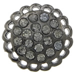 Botón de caña de aleación de cinc, aleación de zinc, Flor, chapado en color plomo negro, con diamantes de imitación, libre de plomo & cadmio, 20x20x4mm, agujero:aproximado 3mm, Vendido por UD