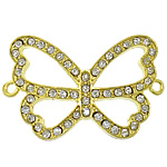 Rhinestone Zinc Alloy Connector, Butterfly, plated, with rhinestone & 1/1 loop cadmium free Approx 2mm 