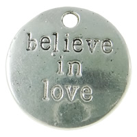 Zinc Alloy Message Pendants, Flat Round, plated Approx 2mm 