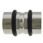 Stainless Steel Tube Beads, with Rubber, plated, large hole Approx 4mm 