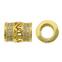 Cubic Zirconia Micro Pave Brass Beads, Column, plated, micro pave cubic zirconia & hollow Approx 4mm 