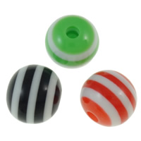 Gestreifte Harz Perlen, rund, Streifen, keine, 8mm, Bohrung:ca. 2mm, 1000PCs/Tasche, verkauft von Tasche