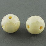 Volltonfarbe Harz Perlen, rund, 3-Loch, beige, 10mm, Bohrung:ca. 2.5mm, 1000PCs/Tasche, verkauft von Tasche