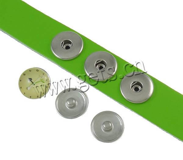 Snap Button Bracelet, Cowhide, with Glass, zinc alloy snap clasp, more colors for choice, nickel, lead & cadmium free, 25x3.5mm, Length:Approx 9 Inch, Sold By Strand
