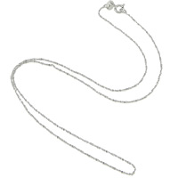Collar de cadena de plata esterlina, plata de ley 925, chapado, cadena de cuerda, más colores para la opción, 1mm, longitud:16 Inch, Vendido por Sarta