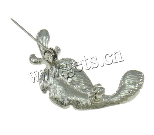 Zinc Alloy Jewelry Brooch, Feather, plated, Customized & with rhinestone, more colors for choice, nickel, lead & cadmium free, 20x37x8mm, Sold By PC