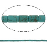 Synthetische Türkis Perlen, Zylinder, blau, 6x8mm, Bohrung:ca. 1mm, Länge:ca. 15.5 ZollInch, ca. 48PCs/Strang, verkauft von Strang