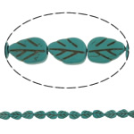 Synthetische Türkis Perlen, Blatt, blau, 10x14x4mm, Bohrung:ca. 2mm, Länge:ca. 15.7 ZollInch, ca. 29PCs/Strang, verkauft von Strang