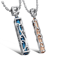 Paar Edelstahl Halskette, 316 L Edelstahl, Rohr, plattiert, für paar & zweifarbig, 8x55mm, 6x50mm, Länge:ca. 21.5 ZollInch, verkauft von Paar