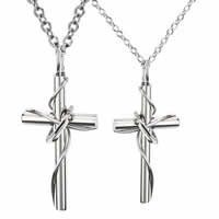 Paar Edelstahl Halskette, 316 L Edelstahl, Kreuz, für paar, originale Farbe, 50mm, 37mm, Länge:17-19.5 ZollInch, verkauft von Paar